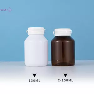 1 Chai nhựa rỗng 130 / 150ml Chai nạp lại viên Vitamin có vòng kéo xé nắp hộp đựng thuốc