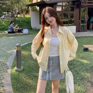 Áo sơ mi trắng dáng rộng chống nhăn mùa hè Slimer Look All-Match Lazy Style Jacket Top
