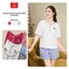 Đồ bộ mặc nhà nữ CARDINA áo cotton cộc tay phối cổ trụ kẻ và quần thô kẻ đùi 6BCN04