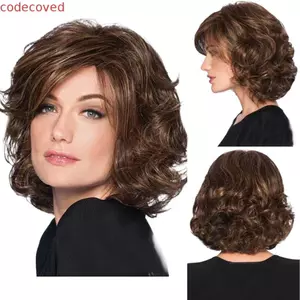 COSCOVED Ngắn Nâu Sóng Tóc Giả Thoáng Khí Đảng Thời Trang Chịu Nhiệt Sợi Tóc Nối Dài Nữ Lông Tơ Giả Vô Hình Phụ Nữ Bob Tóc