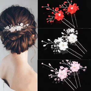 🔥kẹp tóc ngọc trai phụ kiện chụp ảnh cưới kẹp tóc cô dâu 8090s Hoài Cổ Đầu Hoa Handmade Ngọc Trai Hoa Kẹp Tóc Cô Dâu Hình Chữ U Pin Đầu Cổ Hoa Trẻ Em Kẹp Tóc