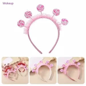 Woke Ngọt Đầu Cosplay Đạo Cụ Ruffle Kẹo Tóc Vòng Kẹo Mới Lạ Tạo Kiểu Tóc Băng Đô Kẹo Sinh Nhật Ảnh Đạo Cụ