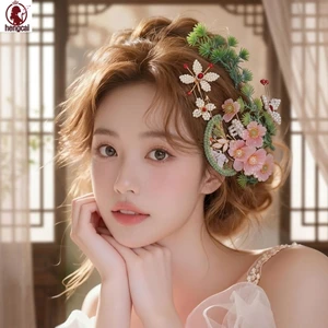 Mới Trung Quốc Cô Dâu Kẹp Tóc Bộ Hợp Kim Giả Ngọc Trai Lụa Vải Nhân Tạo Hoa Hanfu Cưới Ảnh Phụ Kiện Tóc Bộ Cho Cô Dâu Trung Quốc Updo Tạo Kiểu