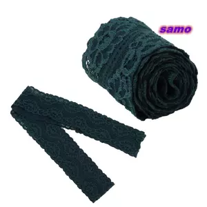 SAMO 1 Chiếc Viền Ren Co Giãn, Viền Hoa 10 Sân Ren Ruy Băng, Xanh Đậm 1.77 Inch Viền Ren Rộng Ruy Băng May