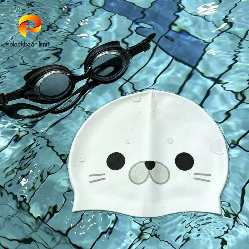Mũ bơi silicon BLACKBEAR LIMIT, Mũ bơi thoải mái chống trượt, Bảo vệ tai chuyên nghiệp Mũ bơi hoạt hình co giãn chống thấm nước Unisex