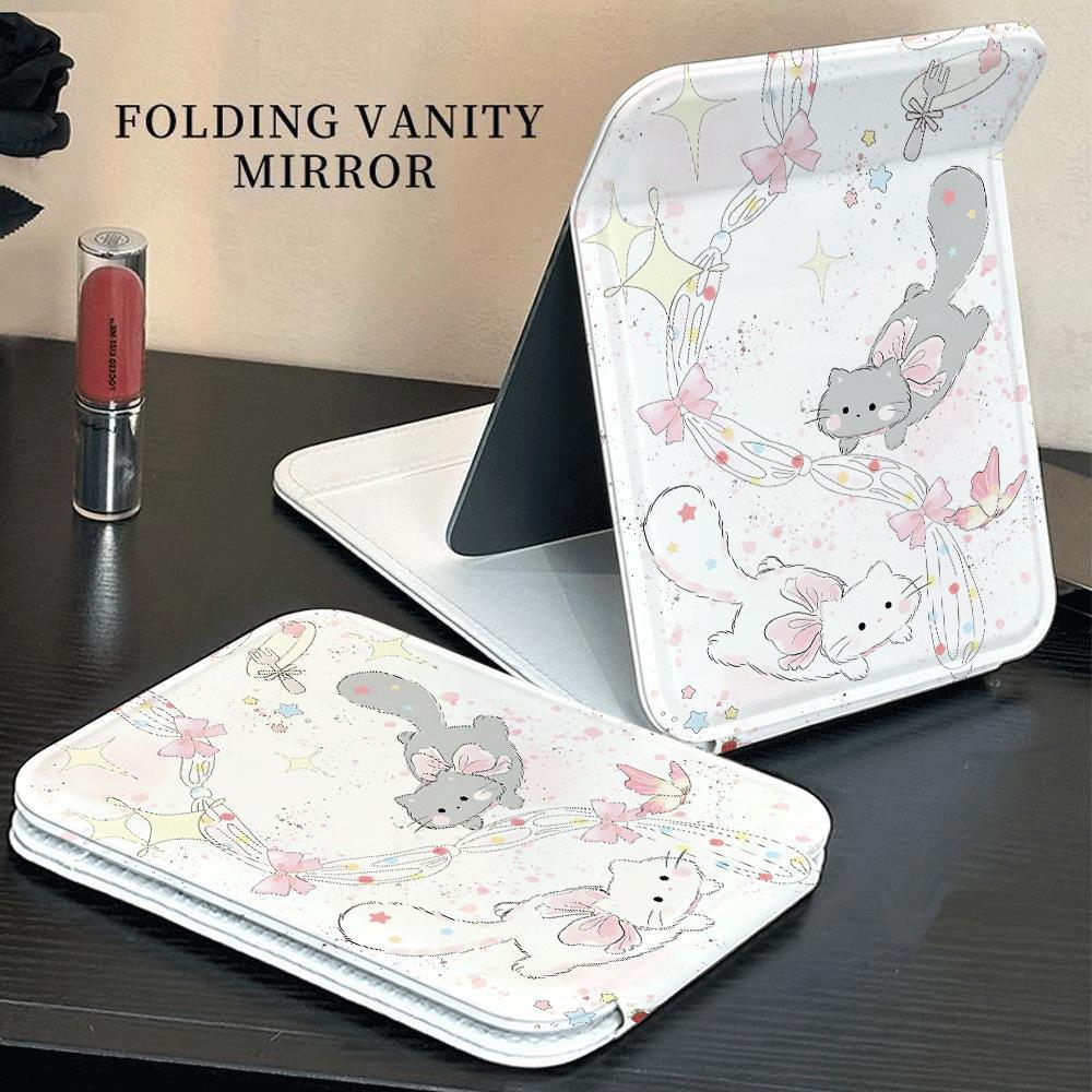Gương gấp mini trang điểm bỏ túi họa tiết mèo bướm pastel dễ thương gương du lịch