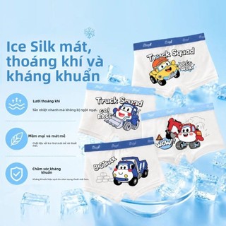 Quần lót bé trai - lụa băng mát lạnh thoáng khí kháng khuẩn in hình xe công trình