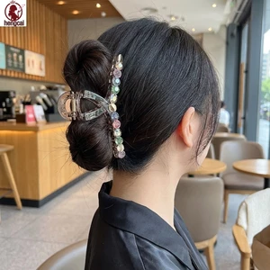 Kẹp tóc pha lê màu nâu Gradient Mũ hợp kim chống trượt cho nữ