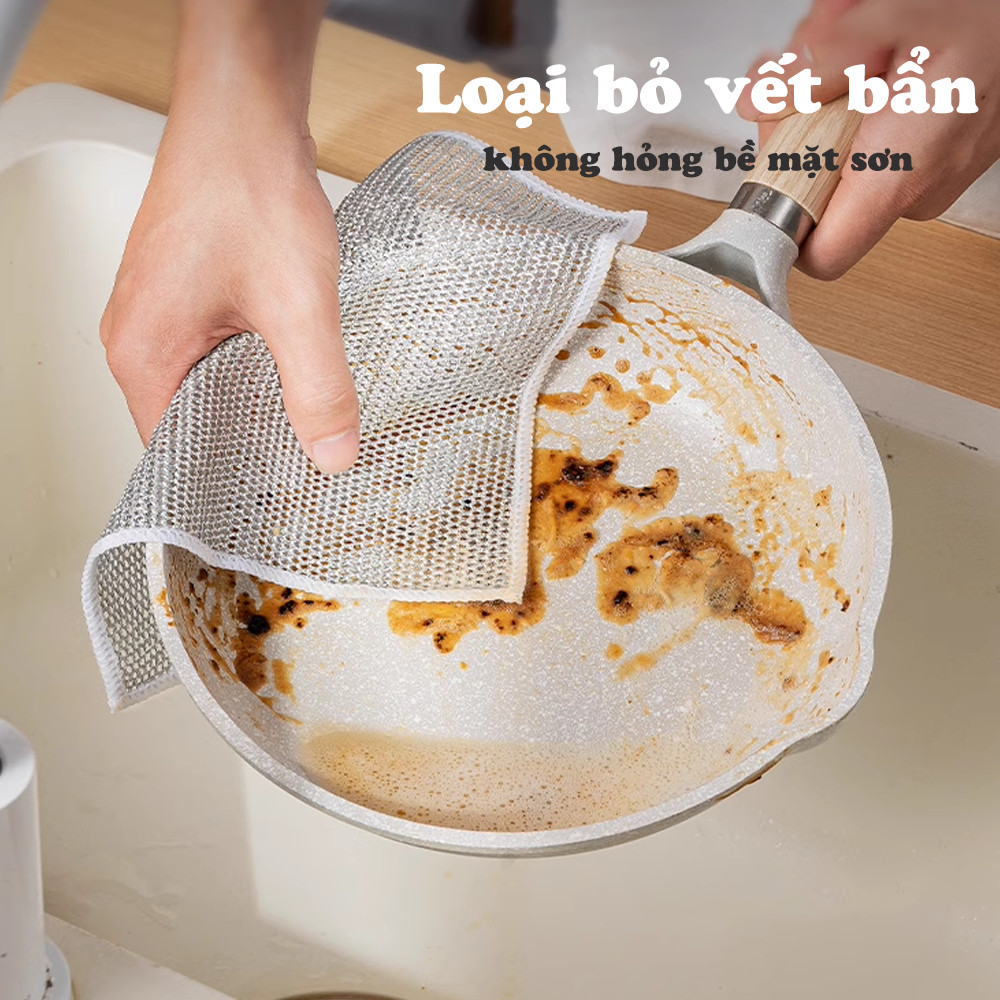 Khăn Lưới Cọ Rửa, Lau Chén Dĩa Chất Liệu Sợi Kim Loại Chống Bám Dầu HOMIE