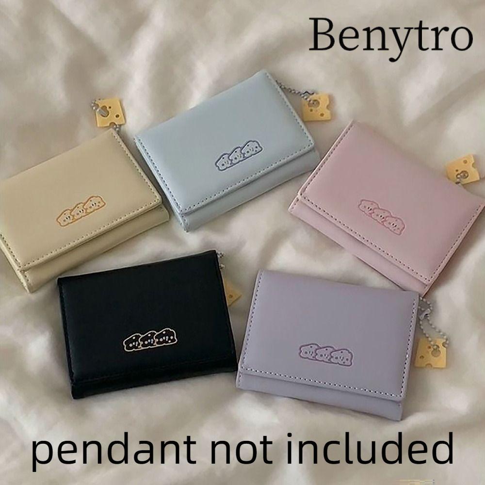 Ví đựng tiền xu BENYTRO, Mặt dây chuyền phô mai bằng da PU Thẻ tín dụng Holoder, Mini 3 lần Ví đựng thẻ phong cách INS dành cho bé gái Quà tặng học sinh