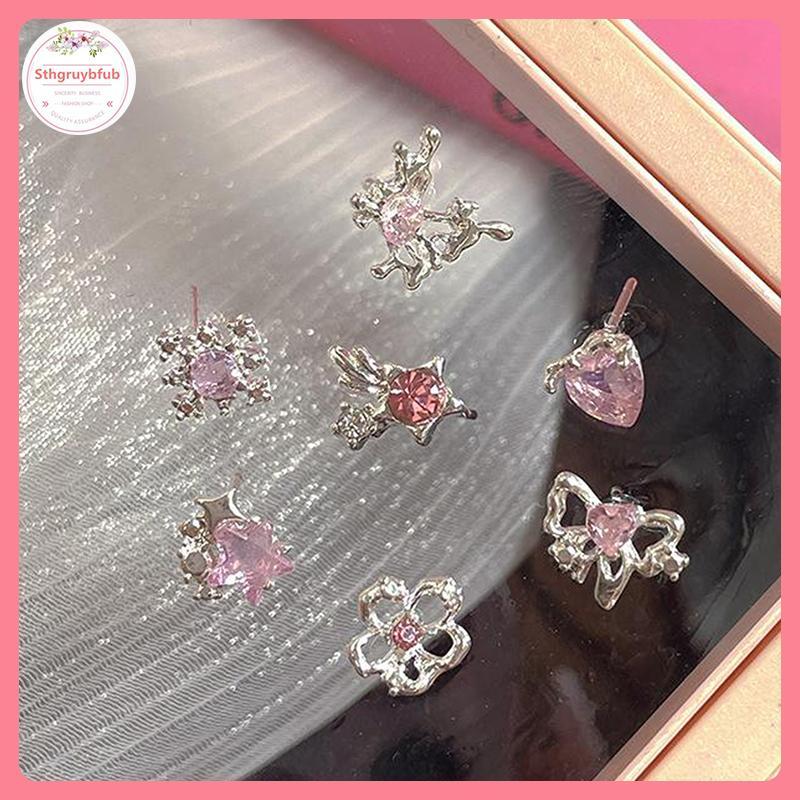 STHB 6 Chiếc Thời Trang Trái Tim Ngọt Ngào Bông Tai Dành Cho Nữ Bé Gái Cá Tính Thời Trang Tính Khí Bông Tai Trang Sức Phụ Kiện Quà Tặng VN