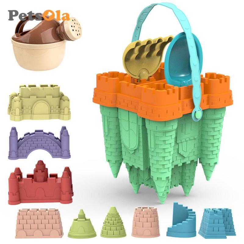 Đồ chơi cát lâu đài 14x cho trẻ 3-10 tuổi, hộp cát đi biển