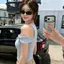 Phong cách Hàn Quốc Hot Girl Off-the-Shoulder Bow Top Nữ Mùa hè Slim-fit Slimmer Look Tay áo ngắn màu xanh nhạt