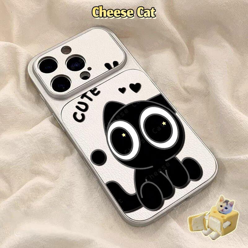 Ốp điện thoại mèo đen nhỏ dễ thương cho iPhone 15 14 11 12 13 Pro Max XR Xs Max 17 Pro 16 Plus Bao Da bảo vệ