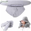 Gối cổ du lịch YUUKII, Gối cổ máy bay hỗ trợ có thể đổ đầy, có mũ trùm đầu có túi lưu trữ Gối ngủ chặn ánh sáng để ngủ tại nhà ô tô Máy bay khách sạn Cắm trại