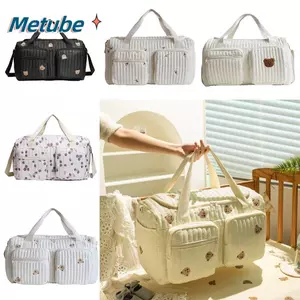 Túi đựng tã trẻ em METUBE, Túi đựng mẹ dung tích lớn nhẹ, Gấu nhỏ dễ thương thêu có dây đeo vai Túi Tote thay tã thực tế để du lịch ngoài trời