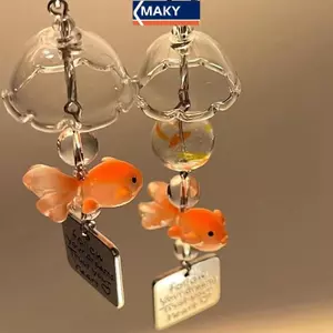 MAKY Hạt Màu Mặt Dây Chuyền Điện Thoại Dễ Thương Kawaii Móc Khóa Bapa Mặt Dây Chuyền Phong Cách Cá Vàng Mặt Dây Chuyền VN