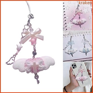 Kra Thời Trang Nơ Dây Điện Thoại Trang Trí Trái Tim Đính Hạt Điện Thoại Di Động Mặt Dây Chuyền Điện Thoại Dây Túi Quyến Rũ Cho Nữ Và Bé Gái