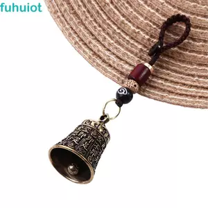 FUHUIOT Móc Chìa Khóa Ô Tô Porsperity Thành Công Cổ Điển Phụ Kiện Nội Thất Đồng Chuông Tây Tạng Phật Giáo Kinh Thánh Dây Sutra Mặt Dây Nhẫn Chìa Khóa