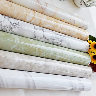 Decal tráng nhôm dán tường giả đá 3D, giấy dán bếp, dán bàn tủ khổ rộng 60cm mã QD0A4