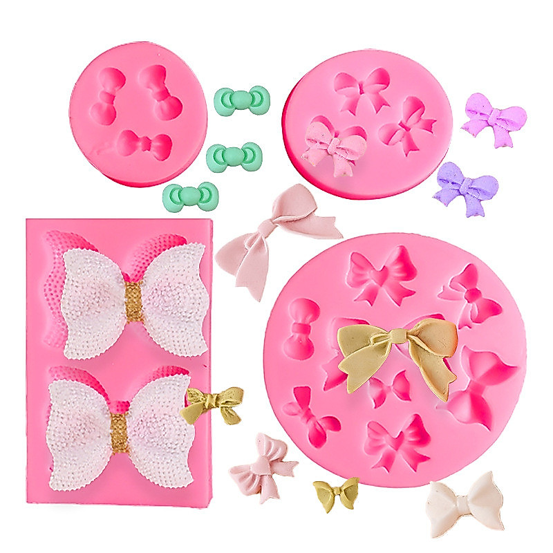 Nơ Hình Bánh Fondant Trang Trí Khuôn Silicon Dụng Cụ Nướng Bánh Sô Cô La Khuôn Silicon