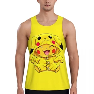 Anime Hoạt Hình Nhanh Khô Tank Top Nam Không Tay Thể Hình Tập Gym Vest, Áo Sơ Mi In Manga Dễ Thương