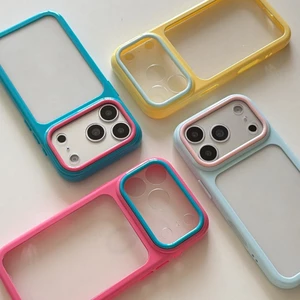 Khung màu tương phản Ins Dopamine Thích hợp cho Apple 17promax Vỏ điện thoại trong suốt iphone16 / 15