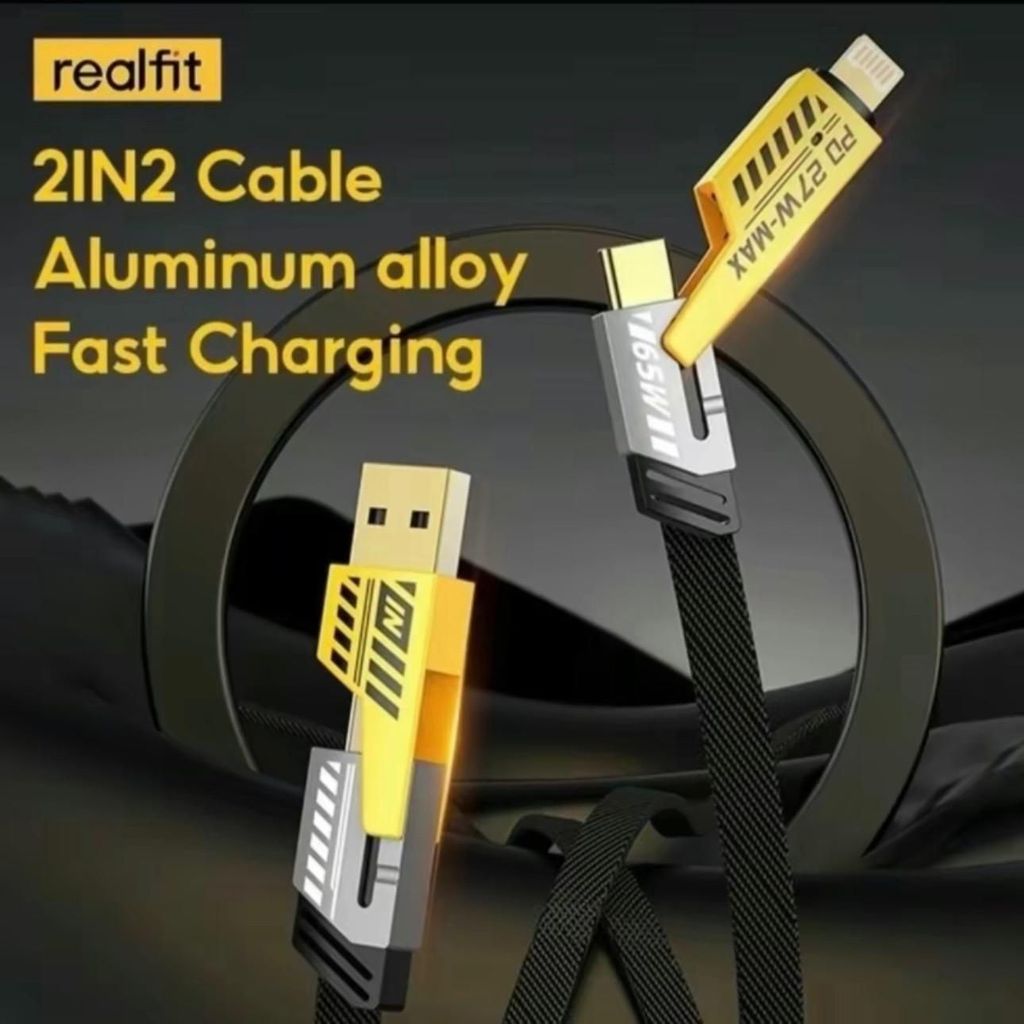 Combo 2 Dây Cáp Sạc Nhanh 65w Chống Gãy Chống Rối 4 Trong 1