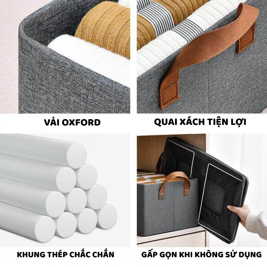 Hộp Vải Khung Thép Đựng Quần Áo ENODA HOME, Hộp Vải Cứng Cáp Đựng Đồ Thiết Kế Tối Giản Hiện Đại HV003