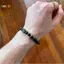 < Honeyba > Vòng tay nam có thể điều chỉnh đàn hồi 8mm Onyx & Lava Stone Hạt Vòng tay dành cho nam Hạt Vòng tay quyến rũ có dây đàn hồi Đẹp