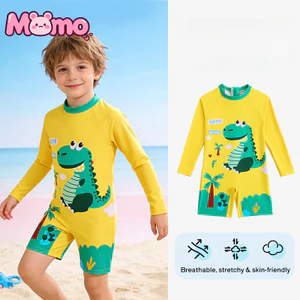 Đồ bơi một mảnh hoạt hình khủng long dành cho bé trai, đồ bơi nhanh khô, co giãn, thân thiện với da