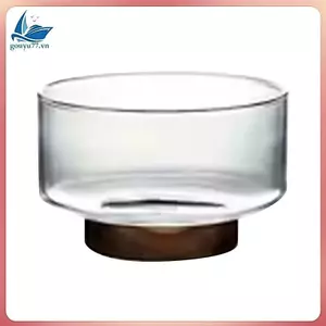 Bát trái cây thủy tinh Đồ ăn nhẹ Hạt bỏng ngô Bát bảo quản Đế gỗ S