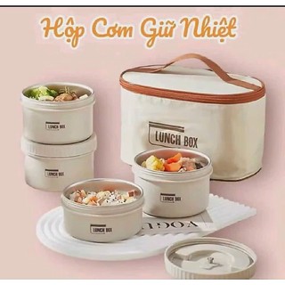 [TẶNG TÚI + ĐŨA THÌA] Hộp Đựng Cơm Giữ Nhiệt 3 Tầng Tặng Kèm Đũa Thìa, Hộp Cơm Văn Phòng Tiện Lợi