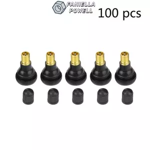 FANIELLAPOWELL 100 CHIẾC Thân van lốp, Lắp đặt gắn vào Cao su & Đồng thau Thân van, Màu đen Các thông số kỹ thuật khác nhau Bao gồm Mũ bụi Thân van lốp
