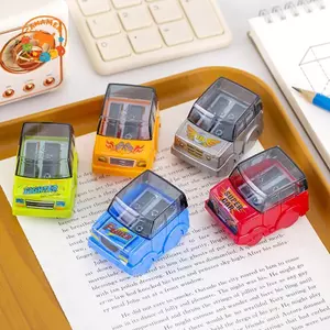 CANAMEK 2 Chiếc Hoạt Hình Dễ Thương Xe Mô Hình Đôi Lỗ Bút Chì Mài Trẻ Em Bút Chì Mài Sinh Viên Văn Phòng Phẩm Đồ Dùng Học Tập Quà Tặng CSF