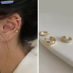 Bluelover 3 Cái / bộ Thời Trang Hình Chữ C Zircon Vòng Đeo Tai Không Xuyên Kẹp Tai Cho Nữ Tính Khí Tối Giản Bông Tai Dự Tiệc Trang Sức Quà Tặng Mới