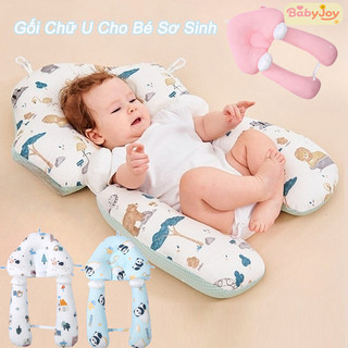 【BabyJoy】Gối Chữ U Cho Bé Sơ Sinh,Chống Giật Mình,chống Méo đầu,Có Dây Rút Điều Chỉnh,Vỏ Gối Tháo Rời Giặt Máy