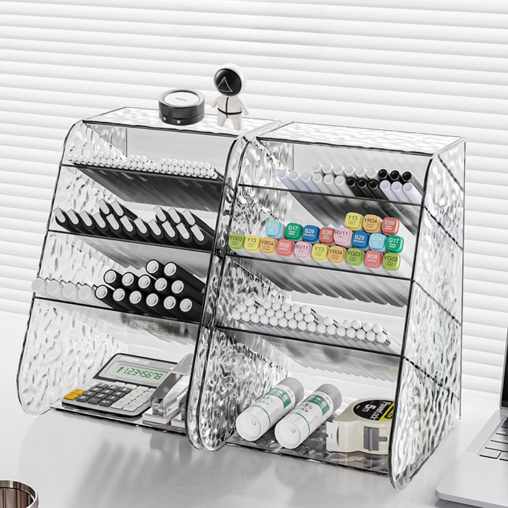 Hộp Đựng Bút Để Bàn Vân Kim Cương Acrylic, Thiết Kế Nghiêng, Chống Bám Bụi, Dùng Cho Học Sinh Văn Phòng DINO