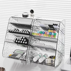Hộp Đựng Bút Để Bàn Vân Kim Cương Acrylic, Thiết Kế Nghiêng, Chống Bám Bụi, Dùng Cho Học Sinh Văn Phòng DINO