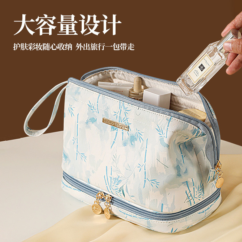 Mới Phong Cách Trung Quốc Túi Trang Điểm PU Nữ In Hình Túi Trang Điểm Di Động Túi Vệ Sinh Dung Tích Lớn Túi Bảo Quản Du Lịch Chống Thấm Nước Hàng Túi
