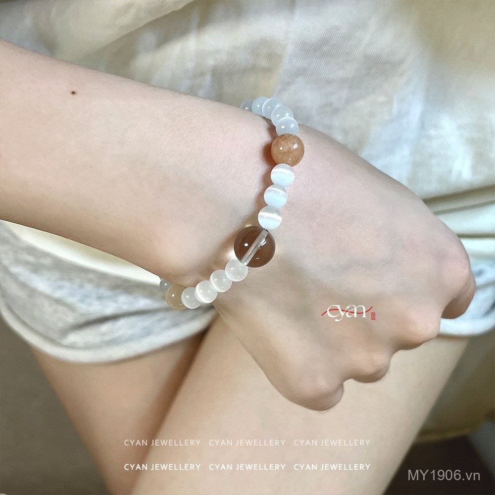 Vòng tay opal trong suốt màu trắng, năng lượng mặt trời - Chính hãng từ Trung Quốc