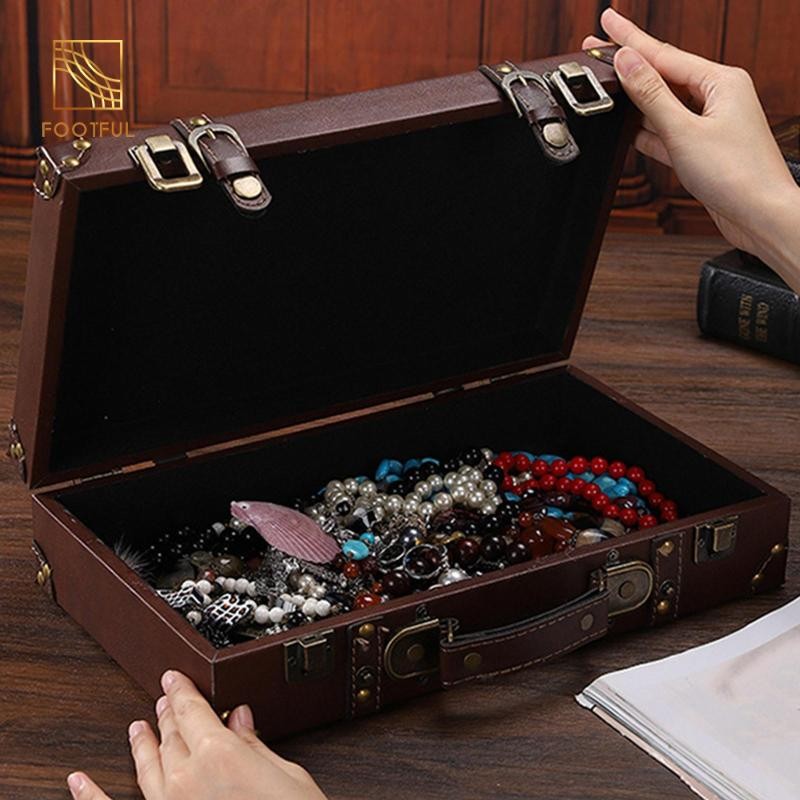Vali Trang Trí Tiệc Dcor Đạo Cụ Ảnh Nhà Gỗ Da PU Trunk