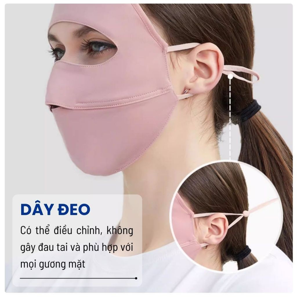 Khẩu trang toàn mặt chống nắng Unicare, khẩu trang Full Face chống UV thoáng khí che chắn toàn diện, phù hợp nam và nữ