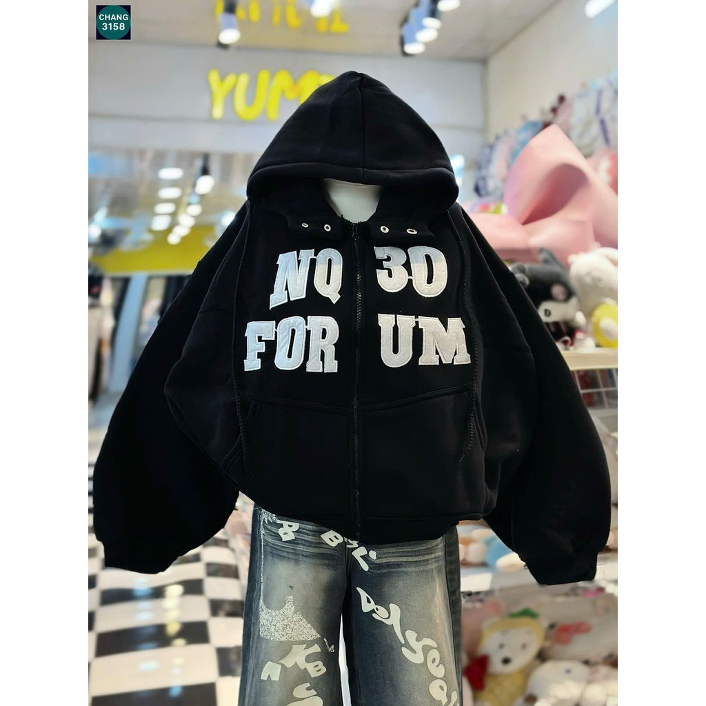 Áo khoác nỉ có khoá - Khoác nỉ dáng rộng unisex nam nữ -chang3158