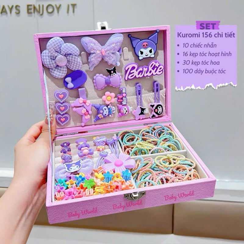 Phụ Kiện Tóc Cho Bé Kuromi Hộp Quà Tặng Bộ Bé Gái Quà Tặng Sinh Nhật Công Chúa Dễ Thương Kẹp Tóc Trẻ Em Hoạt Hình Kèm