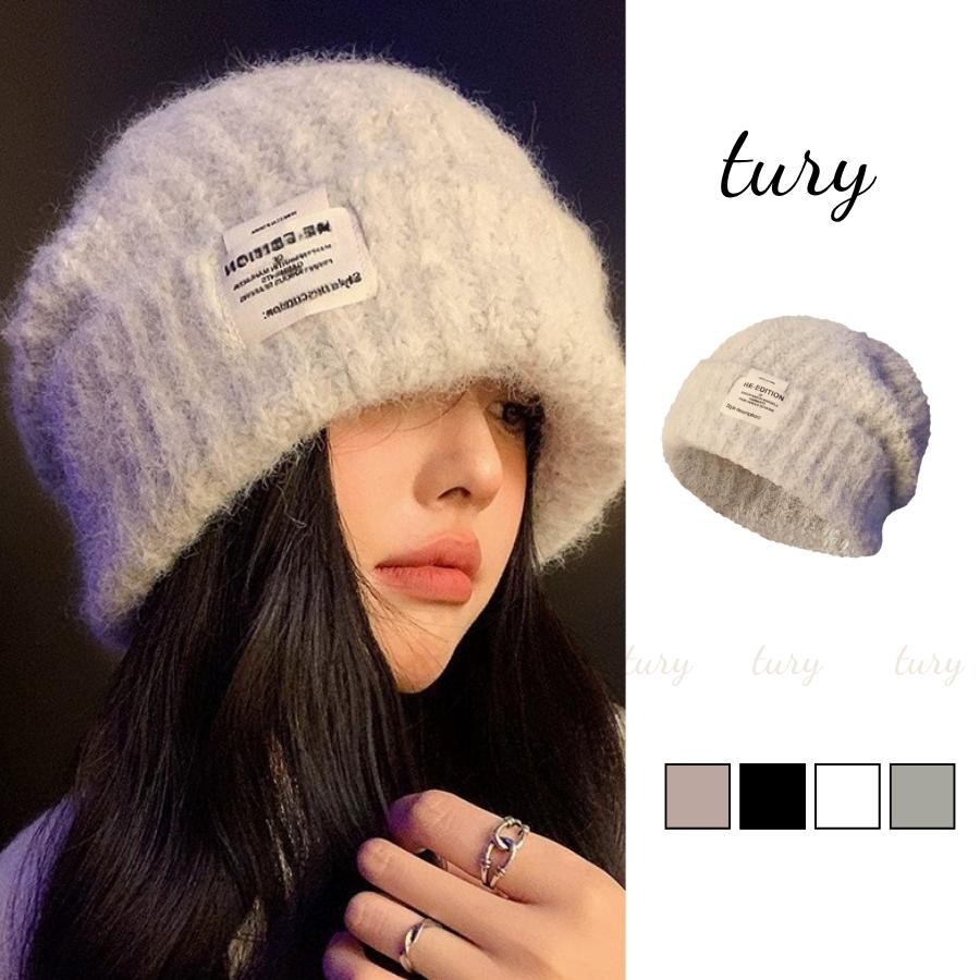Nón Len Giữ Ấm Unisex Nam Nữ - Tury - Mũ Len Trơn Thêu Tag Phối Lông Mềm Mại - NL081