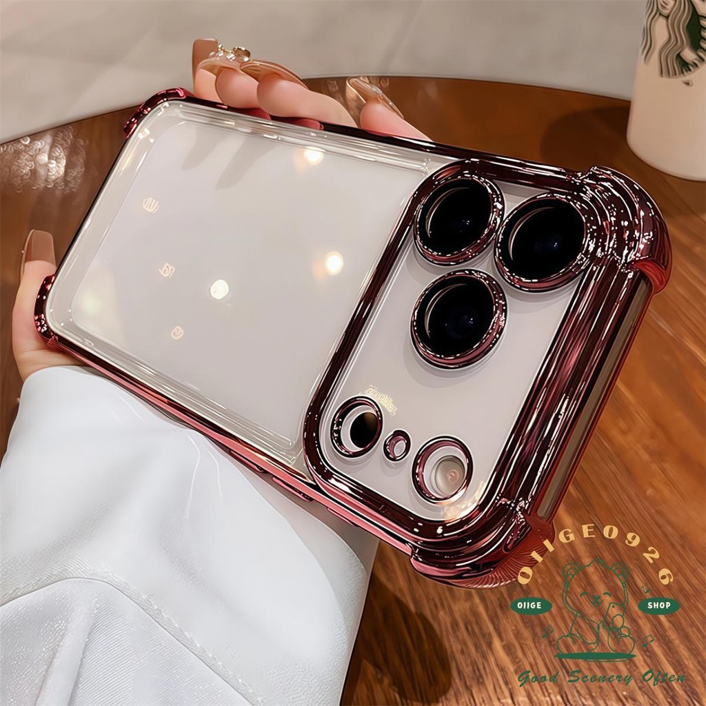 【 Ốp lưng iPhone17 】 Túi khí mạ chống rơi Vỏ điện thoại iphone17 Pro Max 16 15 14 13 12 11 cho vỏ iPhone Vỏ mềm silicon TPU chống sốc