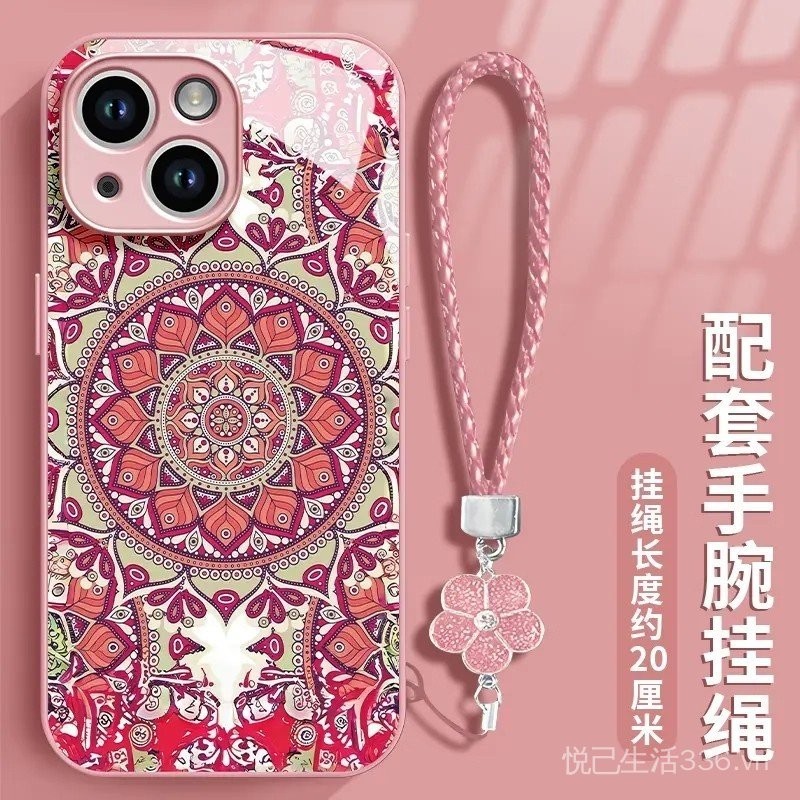 Totem màu hồng Thích hợp cho 16 Ốp điện thoại iPhone15Plus Kính chống sốc 14Promax 13mini Niche XR