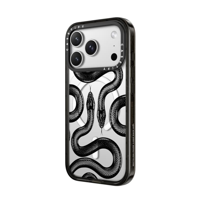 CASECASE X Black King Snake Case Black Edge Clear Hard Từ Hút Tác Động Dành Cho Apple IPhone 12 13 14 15 16 17 Pro Max Air Plus Có Hộp