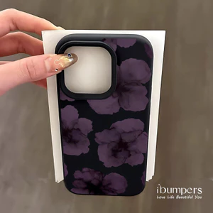 Ibumpers Thanh Lịch Phong Cách Retro Tím Họa Tiết Hoa Ốp lưng iPhone 11 12 13 14 15 16 17 Pro Max Ốp Lưng Silicon Lỏng